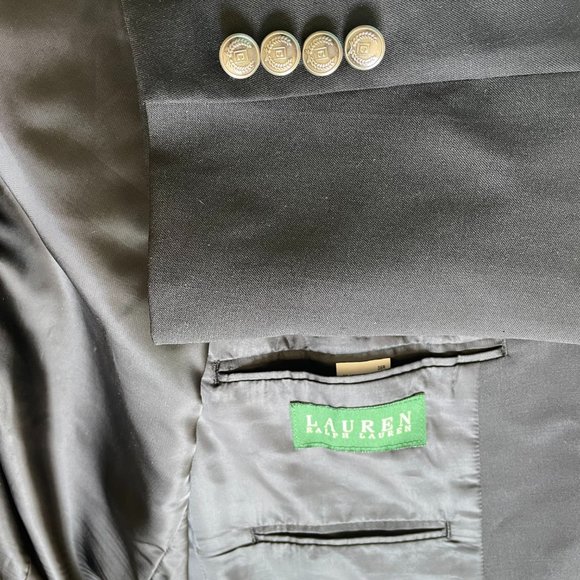 Lauren Ralph Lauren 2 Button Blazer Suit Jacket Sport Coat Men’s 38R Black Wool - Picture 8 of 14